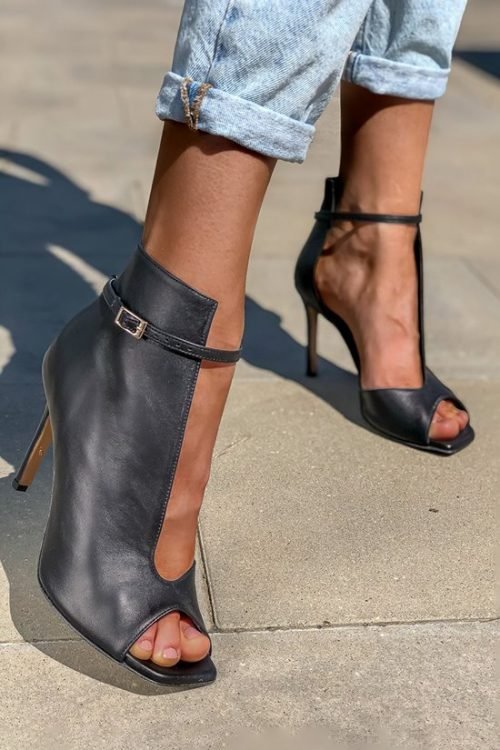 gianmarco black sandal heels