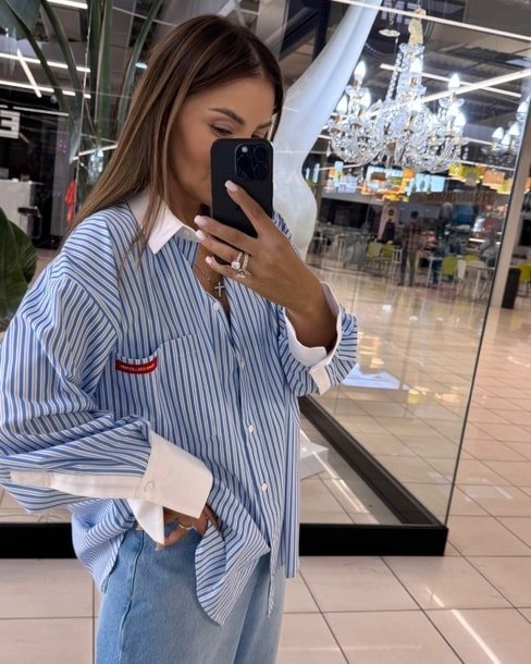 smart blue striped shirt