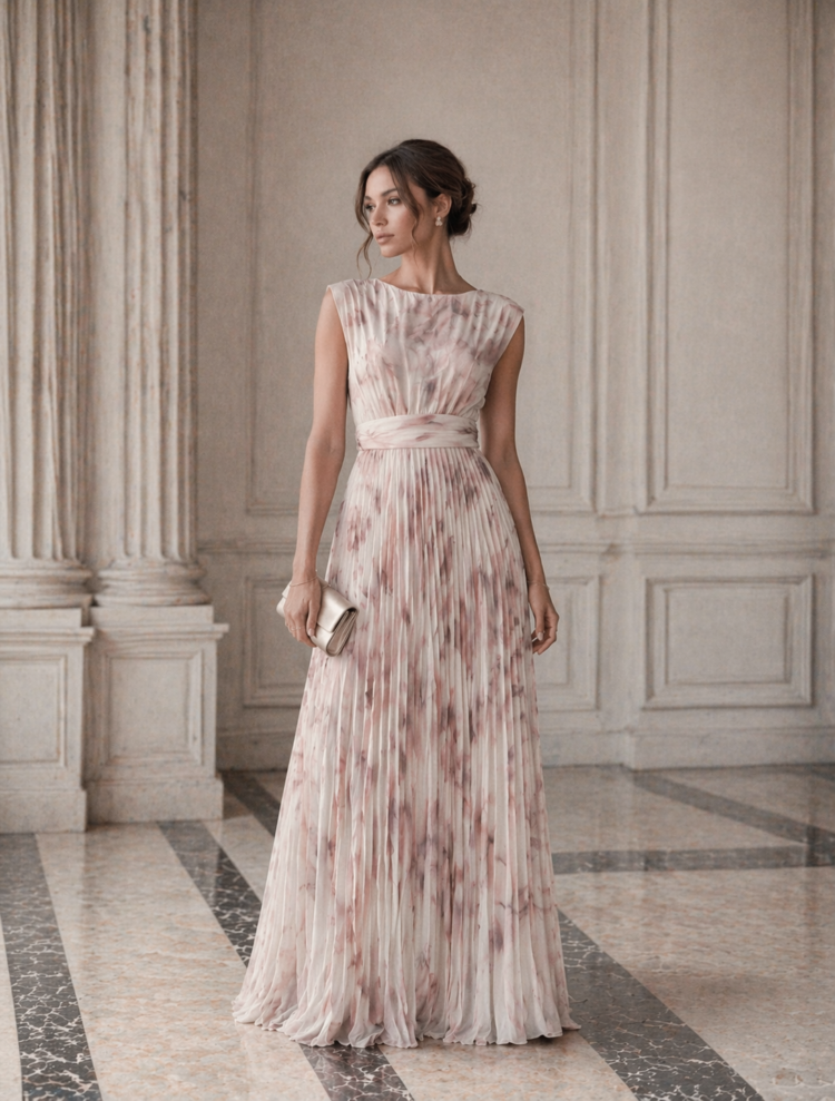 Elegant Pleated Maxi Dress