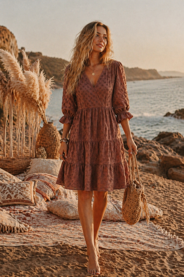 Textured Dress Chocolate