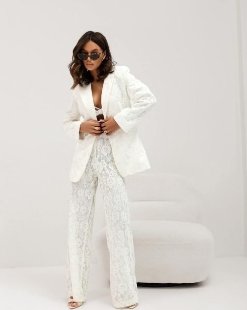 stunning two-piece lace set ecru