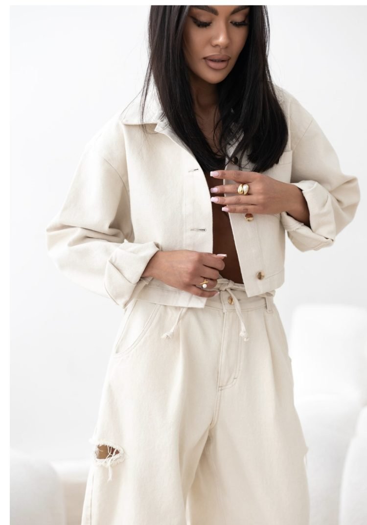 Cropped denim shirt blue - Image 9