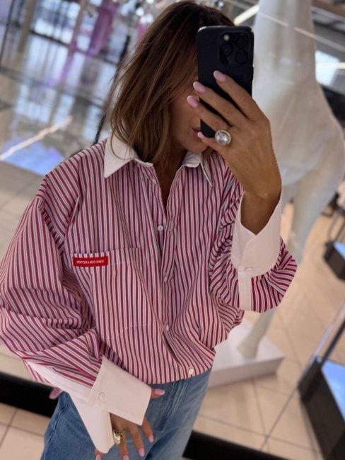 smart pink striped shirt