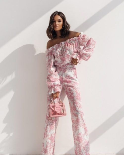 Airy Linen Spanish cut set pink