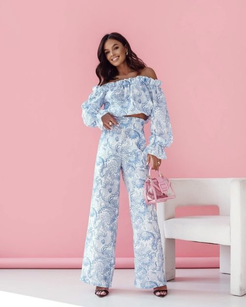 Airy Linen Spanish cut set blue