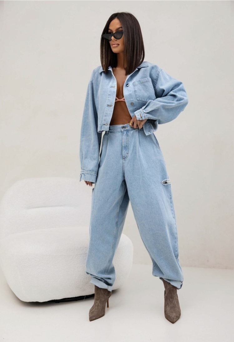 Cropped denim shirt blue - Image 3