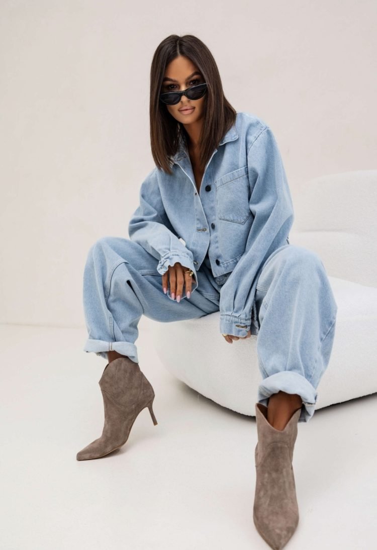 Cropped denim shirt blue - Image 5