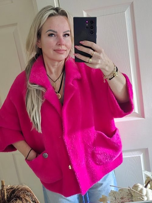 Coat Lara alpaca model pink
