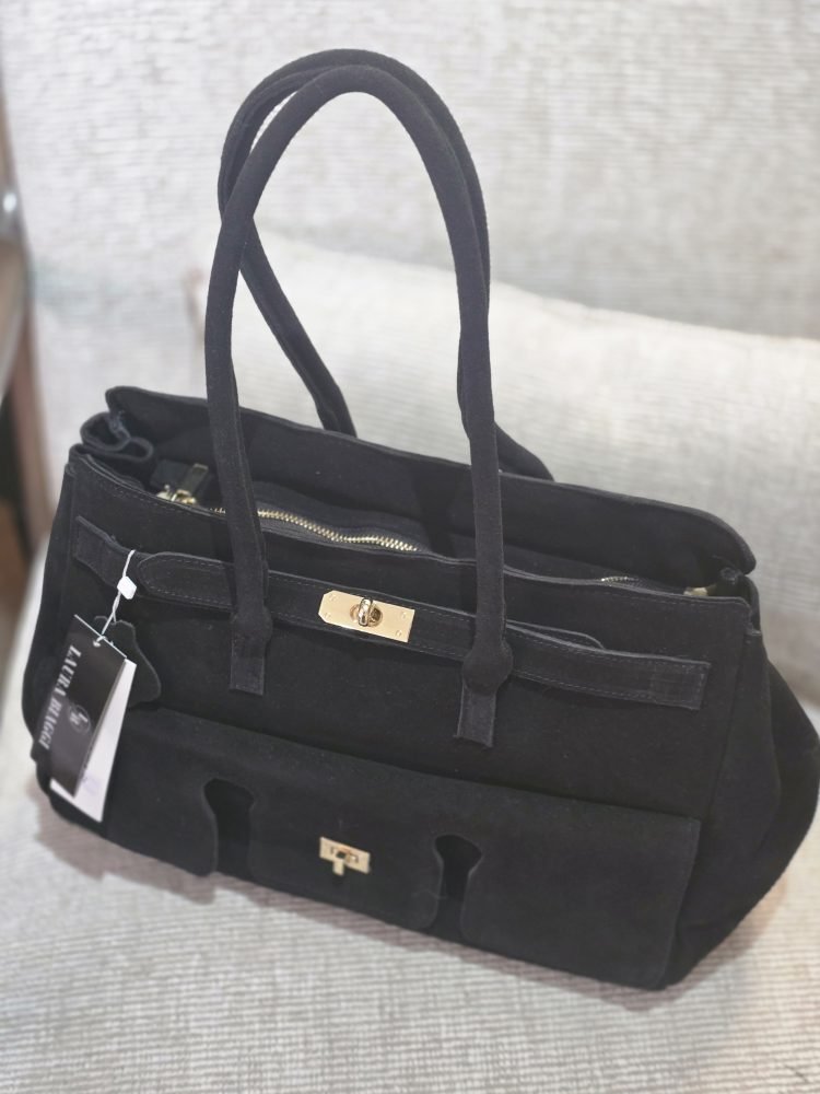 The Mayfair Suede Leather Tote black