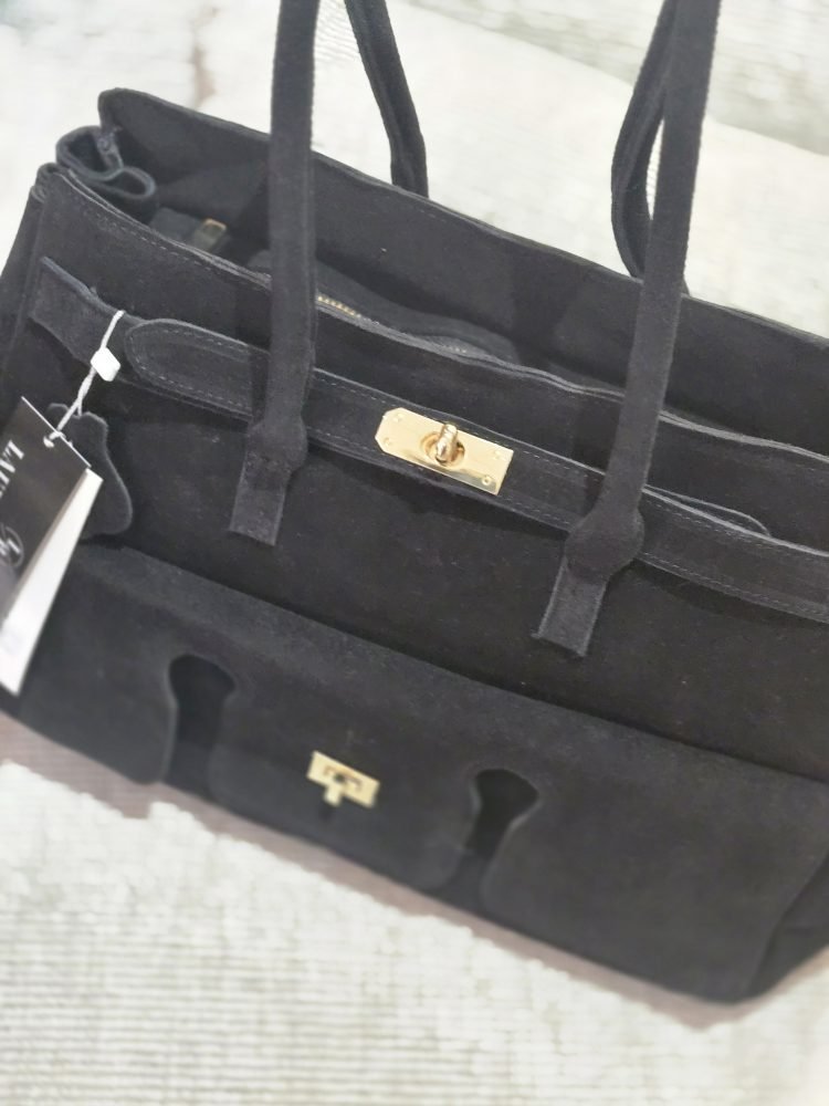 The Mayfair Suede Leather Tote black - Image 3