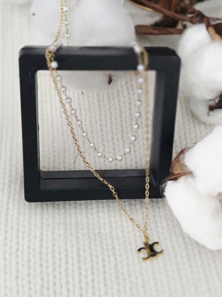 Elegant Layered Pearl & Gold-Tone Necklace - Image 2