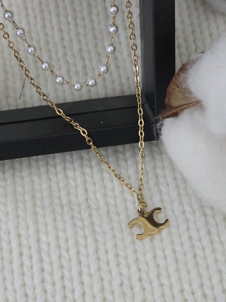 Elegant Layered Pearl & Gold-Tone Necklace - Image 4