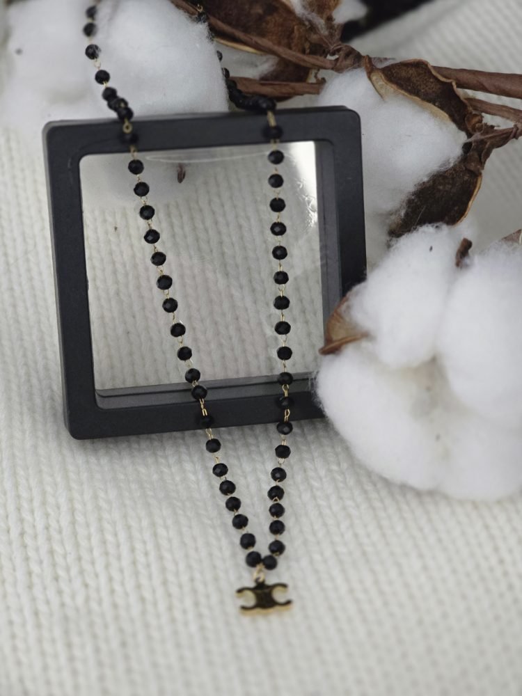 Chic Black Crystal & Gold-Tone Necklace - Image 2