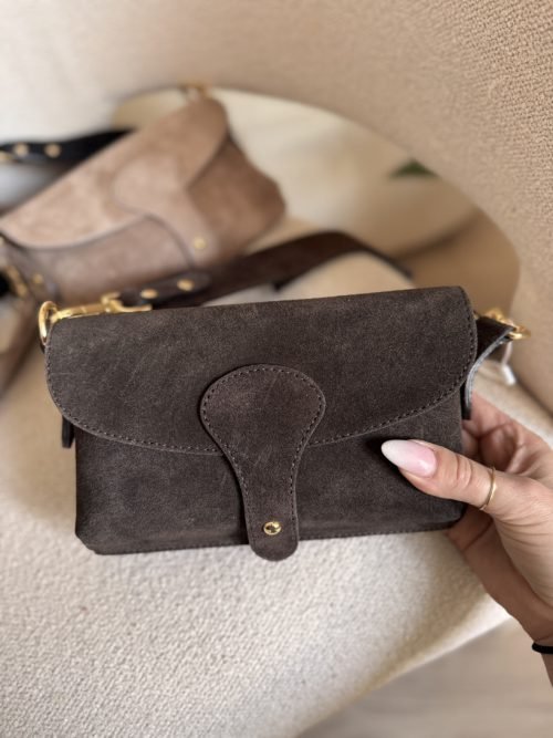 Genuine Suede Crossbody Bag brown