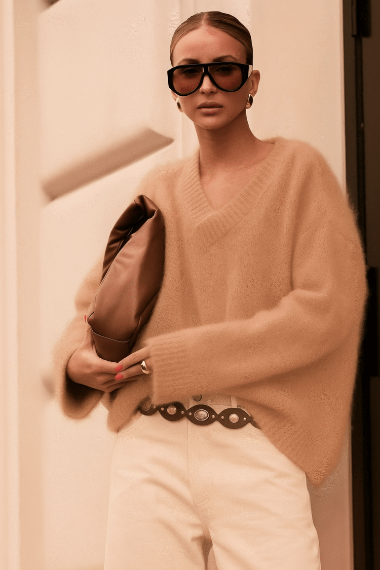 Gianni Mohair Sweater in Beige