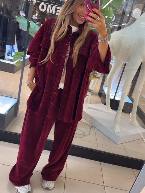 Corduroy Oversize Trousers cream - Image 2