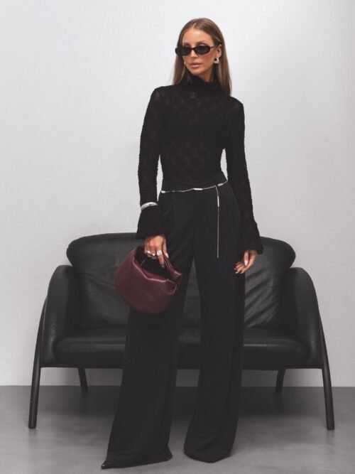 Desiro Lace Turtleneck Top black