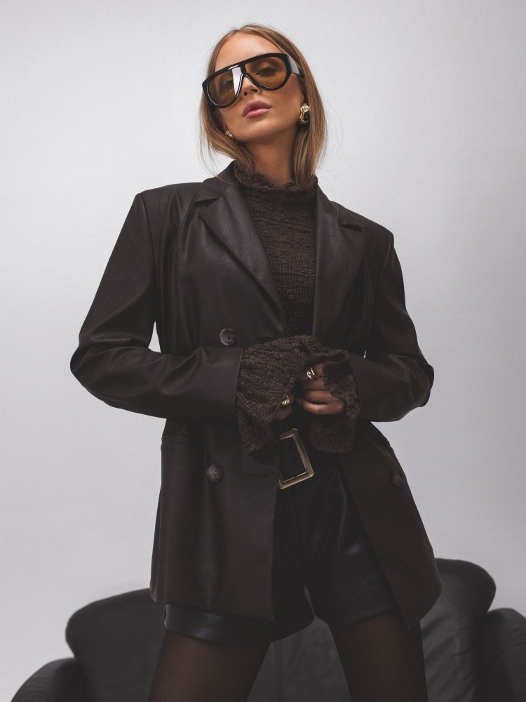 Desiro Lace Turtleneck Top brown - Image 2