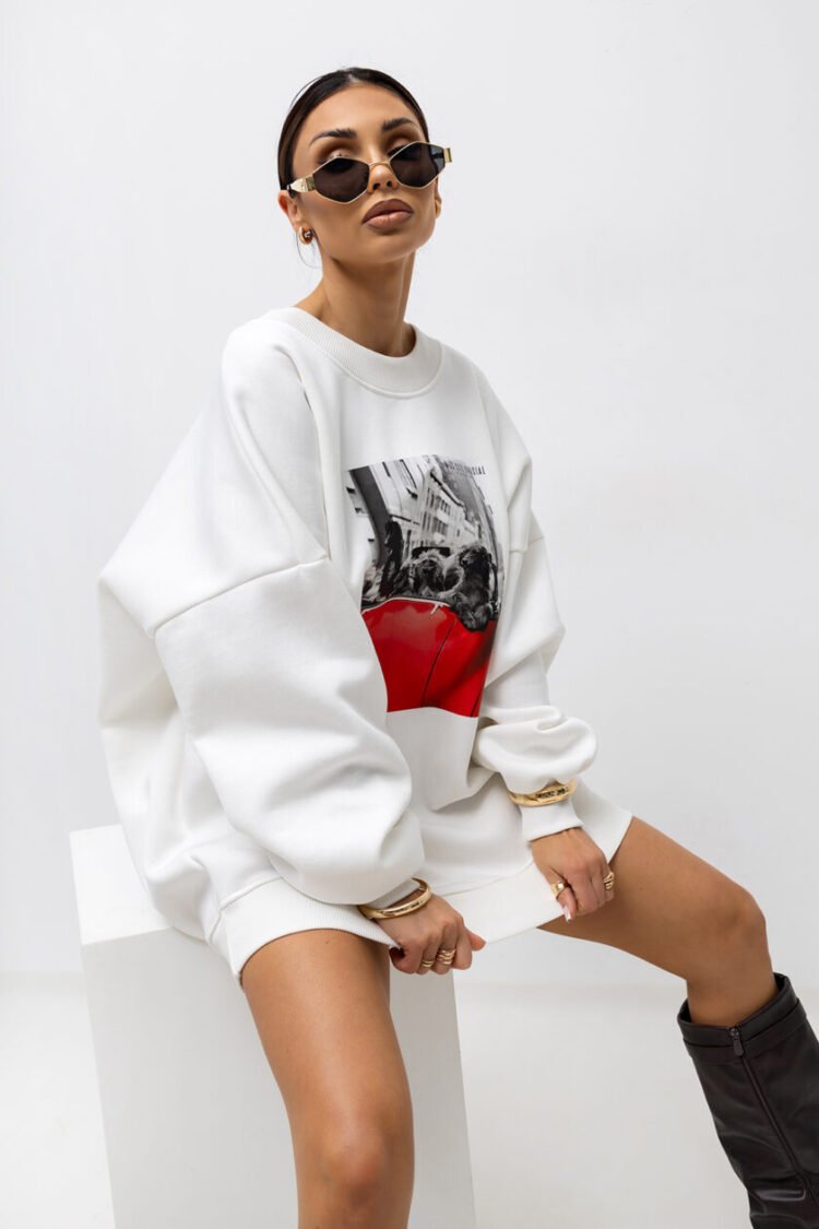 Sweatshirt with hoodie white– MCO - Image 3