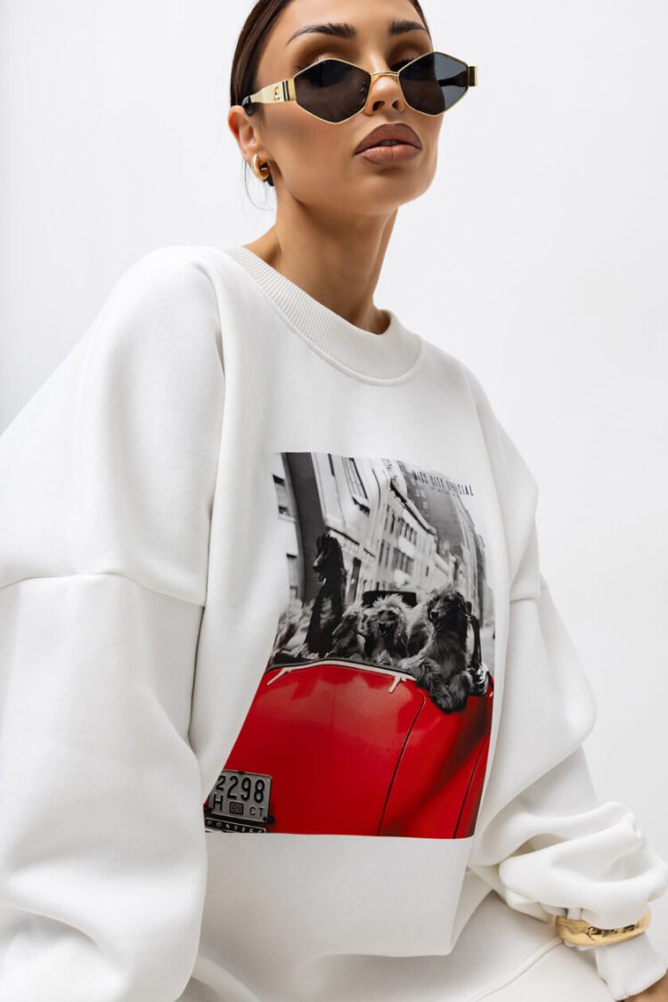 Sweatshirt with hoodie white– MCO - Image 2