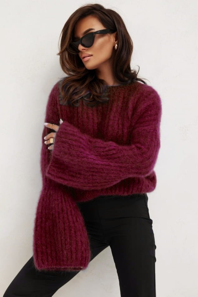 Premium mohair sweater wine