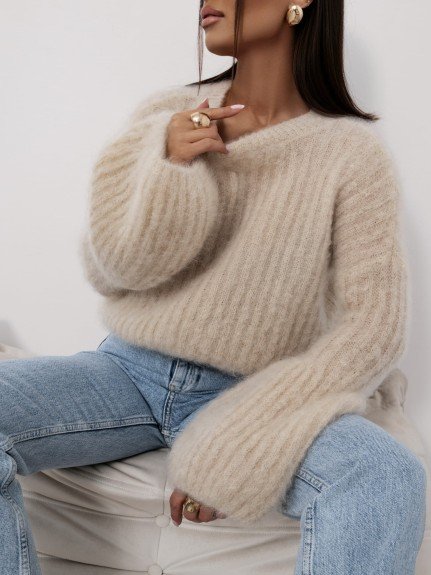 Premium mohair sweater beige - Image 3