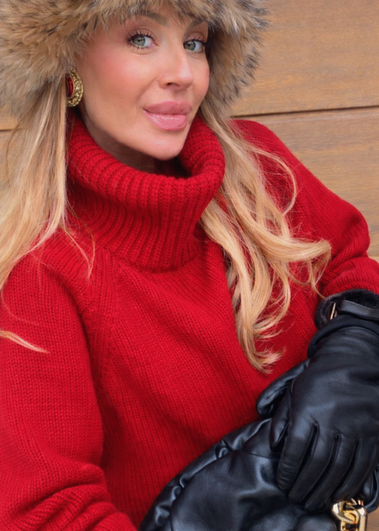 Merino Wool Turtleneck red