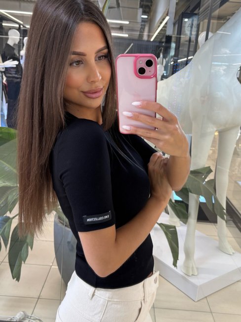 EMO Short sleeve striped blouse black