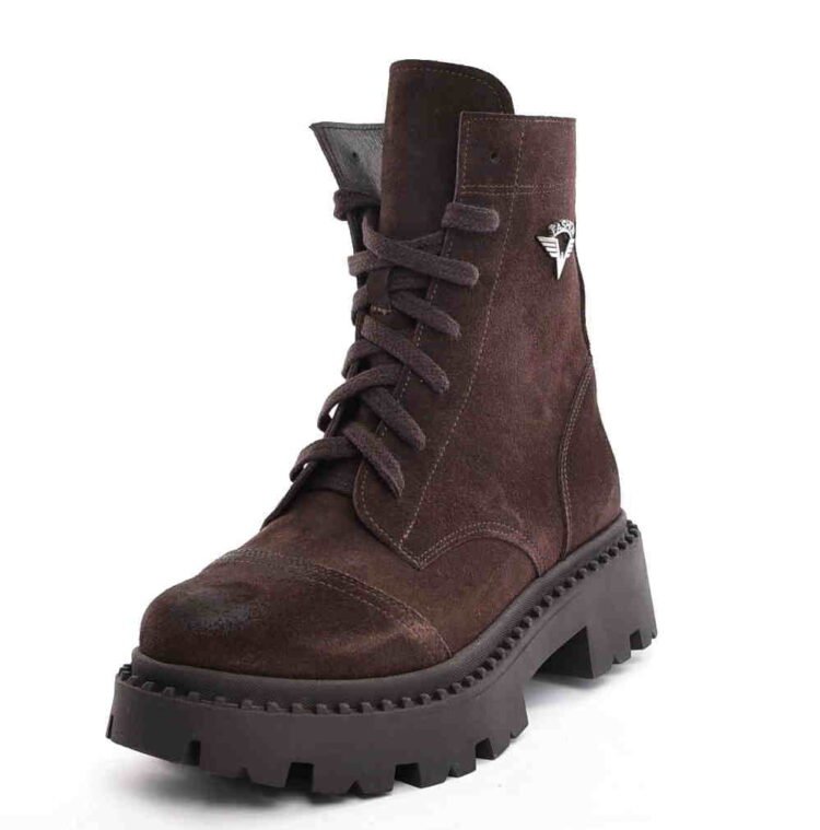 Genuine Leather Lace-Up Ankle Boots Brown - Image 3