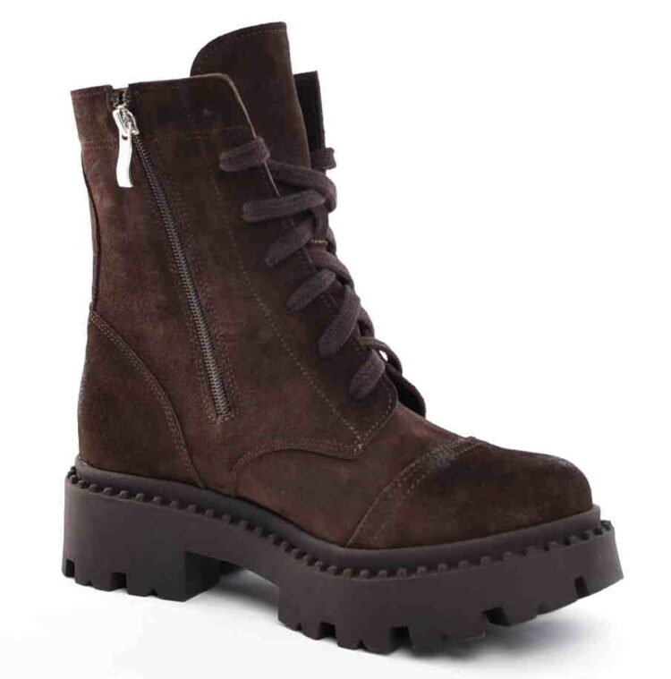 Genuine Leather Lace-Up Ankle Boots Brown - Image 4