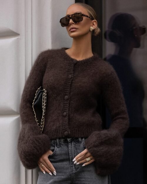 Brown Mohair Cardigan Bell