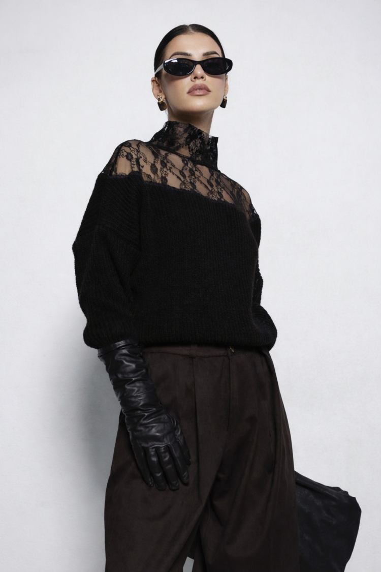 Declan lace sweater black - Image 2