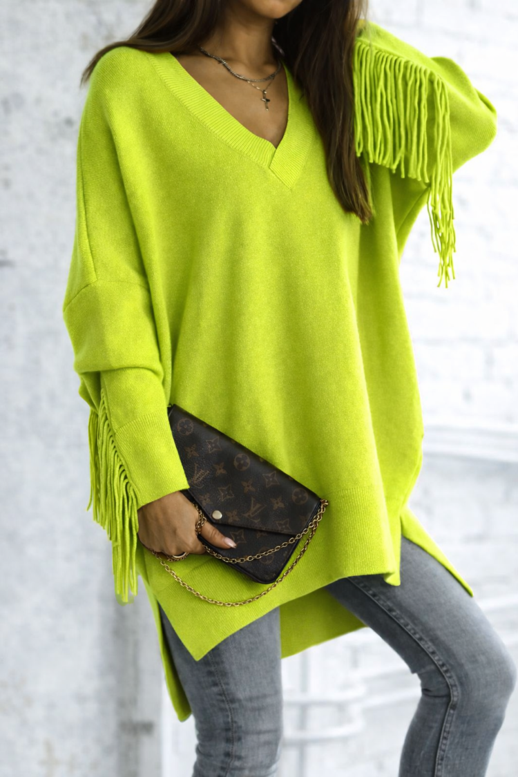 Cocomore Sweater with fringes long lime - Image 3