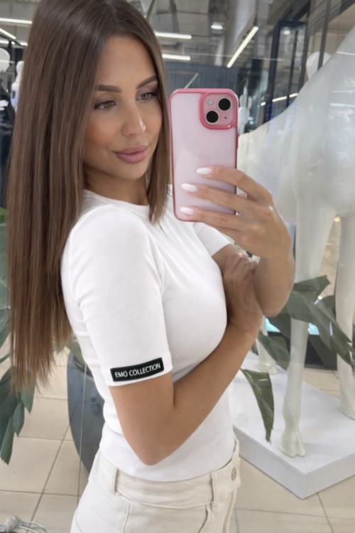 EMO Short sleeve striped blouse White