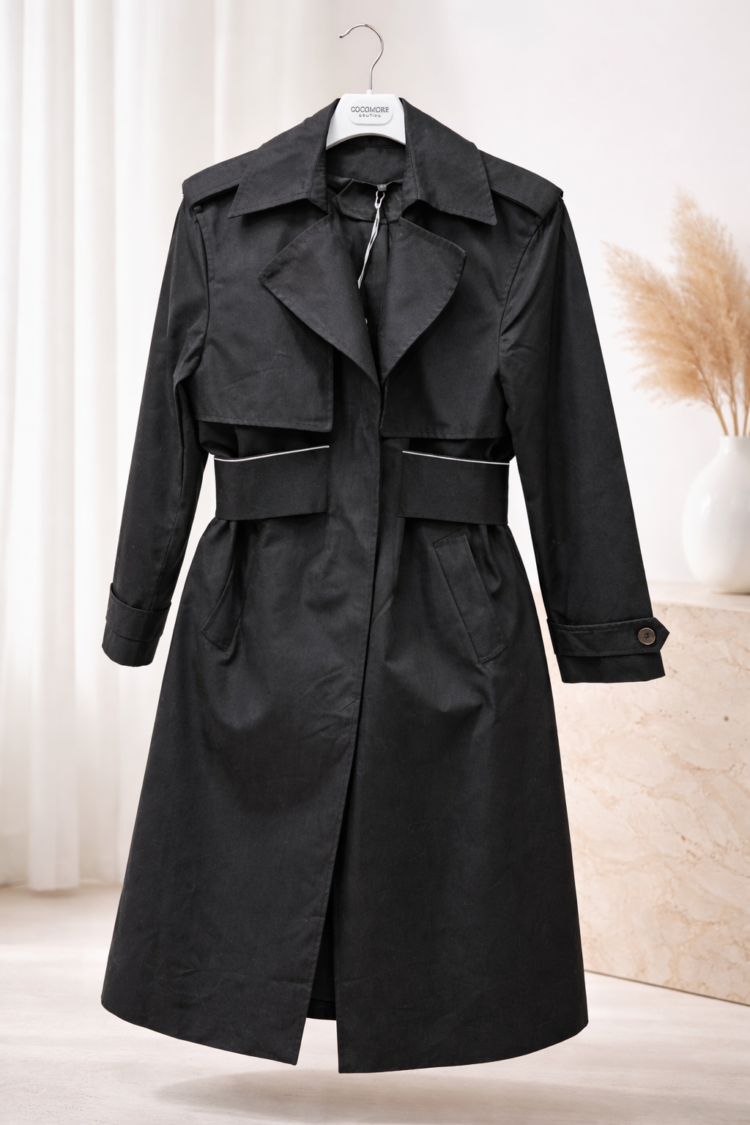 Fitted Trench Coat Black - Image 2