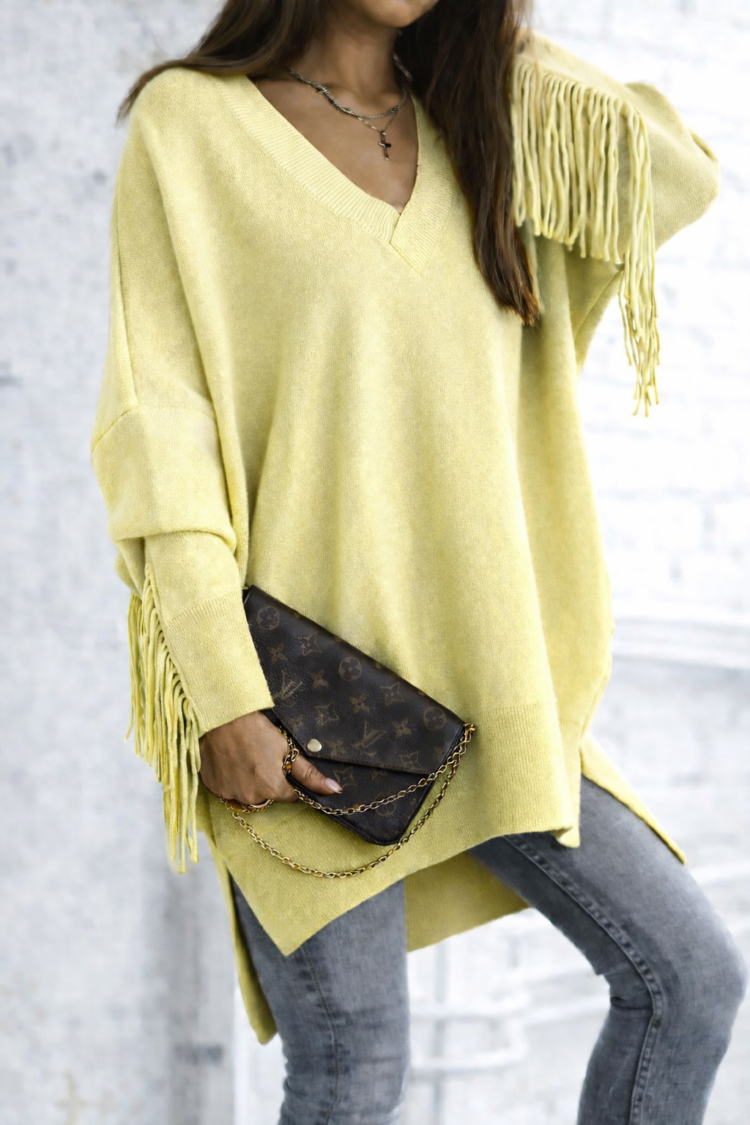 Cocomore Sweater with fringes long yellow - Image 3