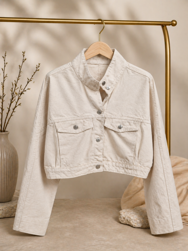 EMO Denim Jacket Beige - Image 3