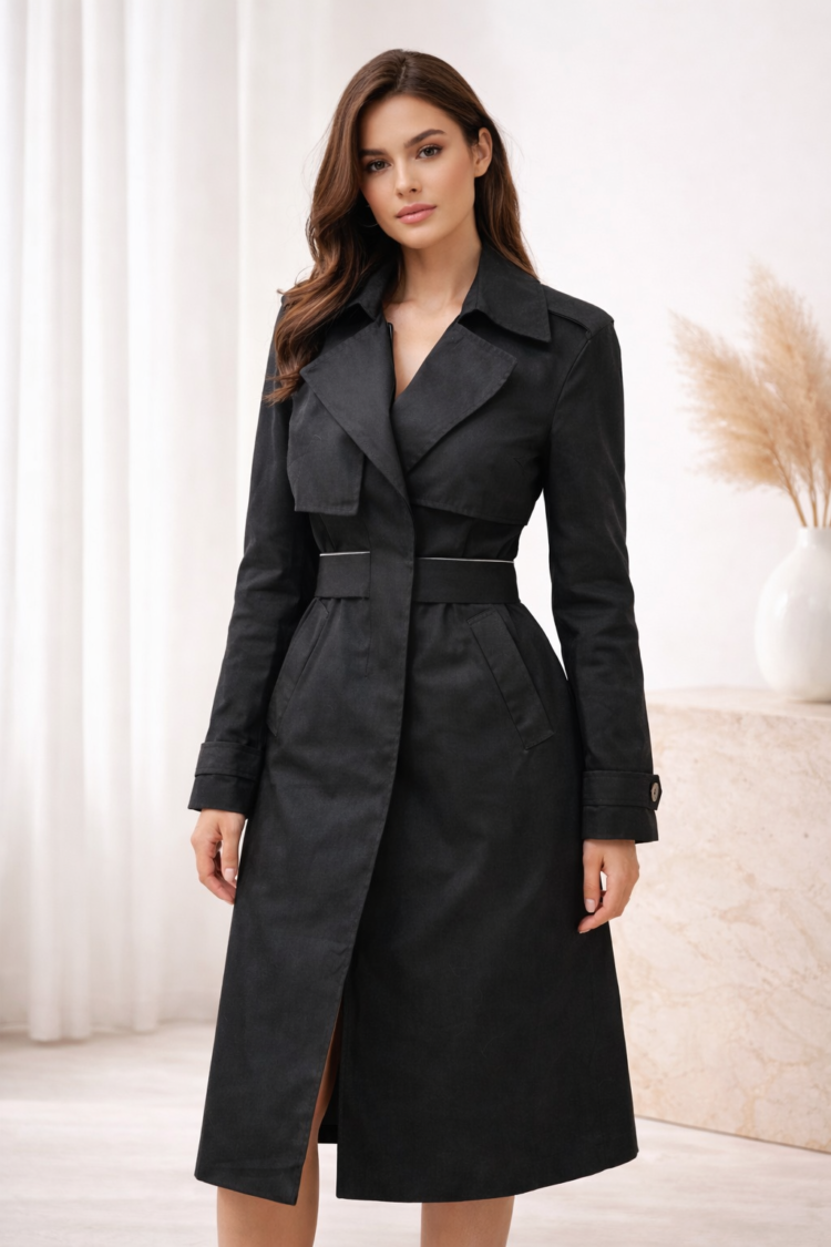 Fitted Trench Coat Black
