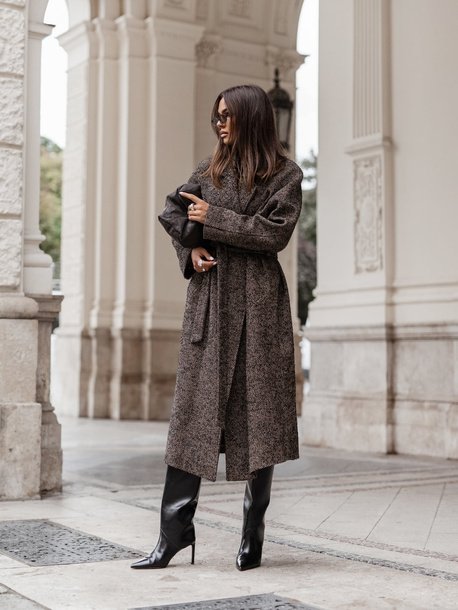 Albert elegance Coat herringbone black/beige