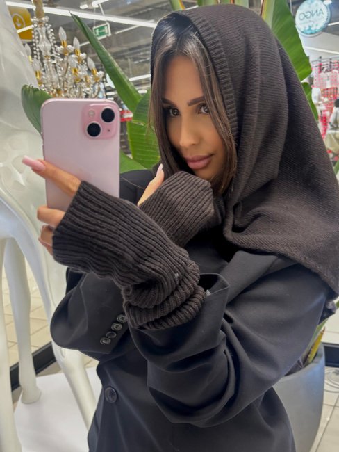 Wool & cashmire gloves brown