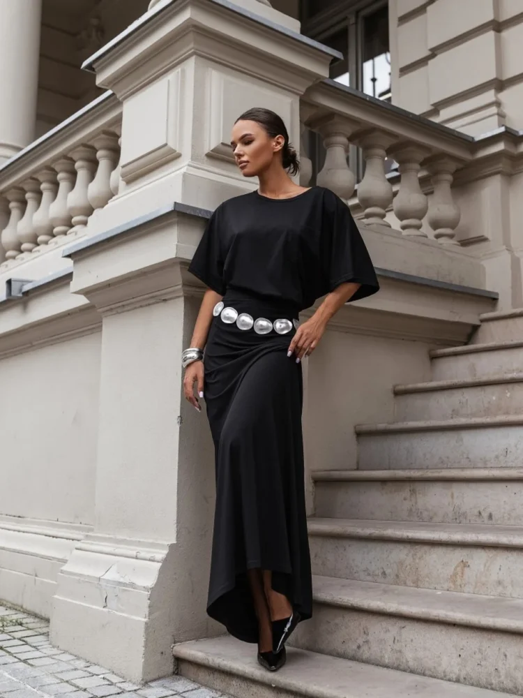 T-shirt with pocket black - Image 4