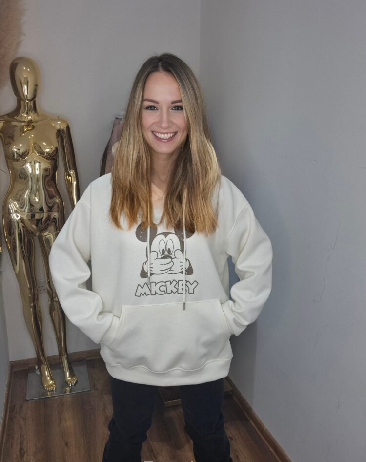 Mickey Oversized Hoodie Cream
