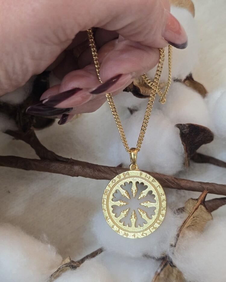 Algiz Shield Necklace Gold - Image 2