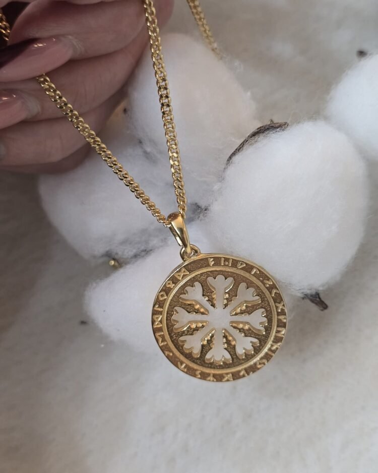 Algiz Shield Necklace Gold - Image 3