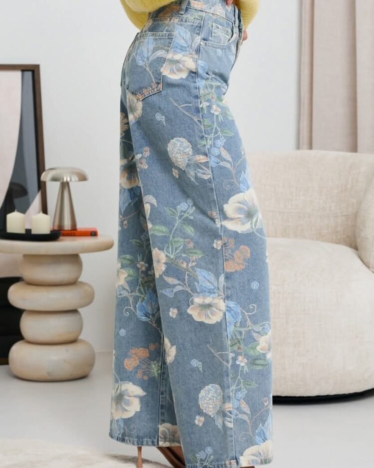 Floral Wide-Leg Jeans - Image 3