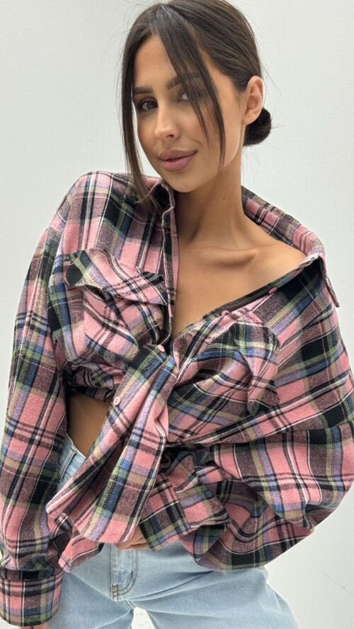 EMO Checked Shirt Pink Green