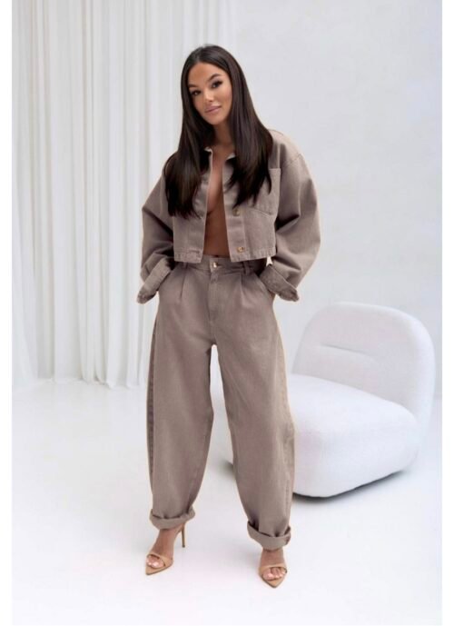 JEANS NICOLE Dark beige trousers