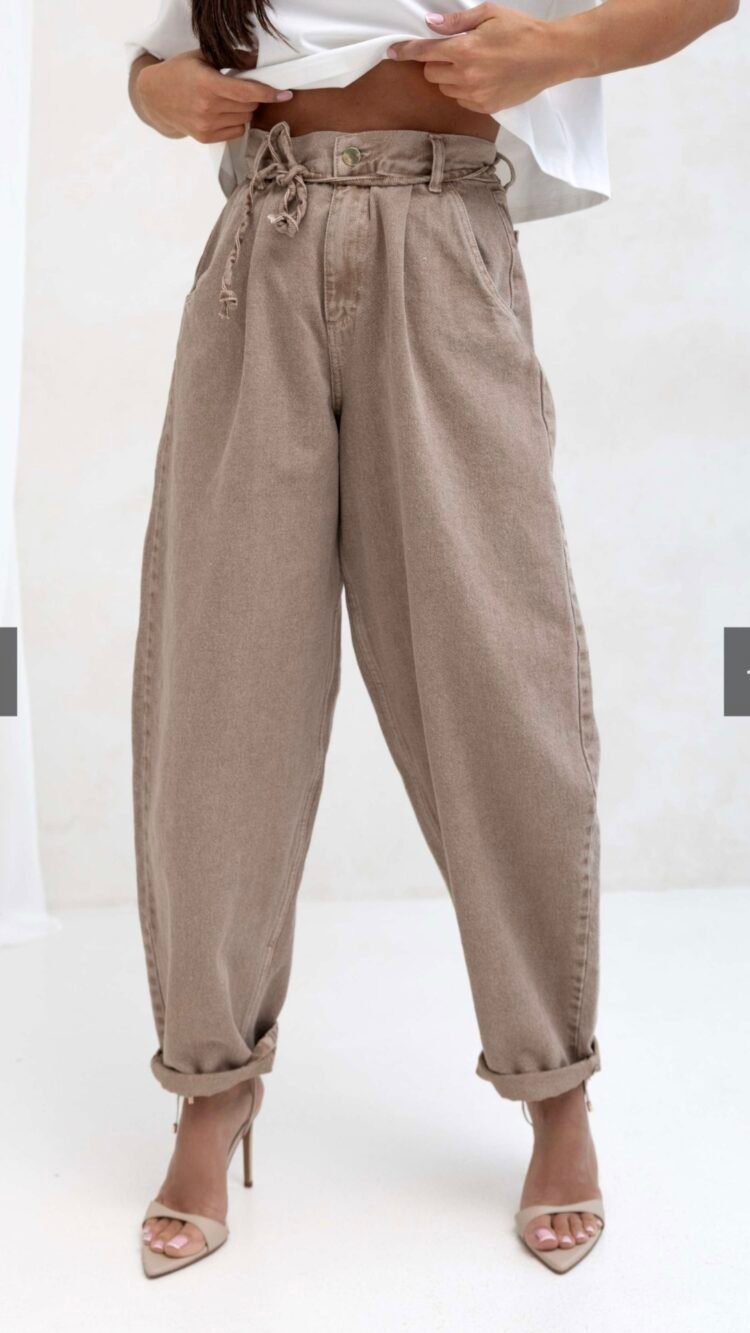 JEANS NICOLE Dark beige trousers - Image 4