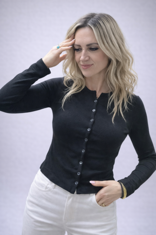 Premium Basic Button Blouse black