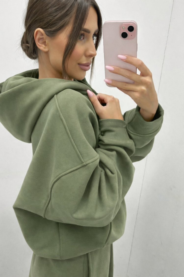 Oversized Tracksuit Set Olive - Image 2